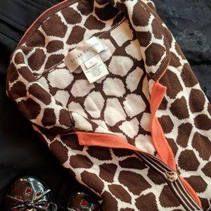 Susan Bristol Giraffe Animal Print XL s/s sweater